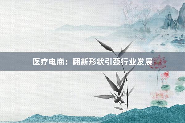 医疗电商：翻新形状引颈行业发展