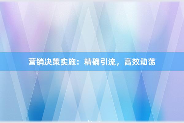 营销决策实施：精确引流，高效动荡